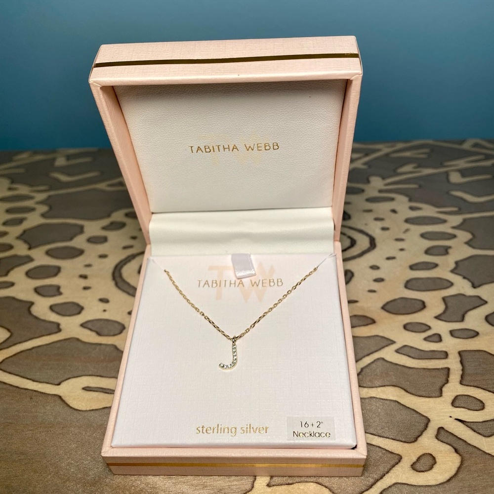 Sterling Silver J Initial Necklace - brand new